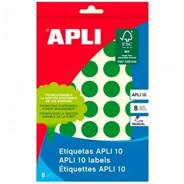 Apli Etiquetas Adhesivas Circulares Ø19Mm Escritura Manual 40 X 8H Verde
