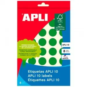 Apli Etiquetas Adhesivas Circulares Ø19mm Escritura Manual Verde 40 x 8H