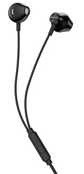 Philips TAUE101 Auriculares In-Ear con Micrófono, Graves Potentes, 14.2mm, 20Hz-20kHz, 106dB, 1.2m, Jack 3.5mm, Negro