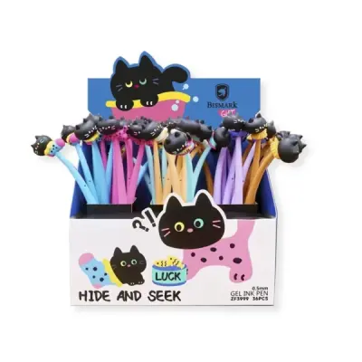 Bismark Bolígrafo Táctil Soft con Gatitos Negros - Punta Fina Tinta Gel Negra - 6 Diseños