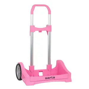 Safta Carro Portamochilas Universal con Ruedas Antivibración 14cm - Rosa 40x85x28cm