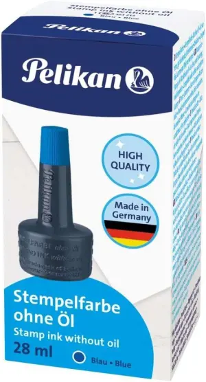 Pelikan Bote de Tinta para Tampones 28ml Sin Aceite Secado Rápido Color Azul Intenso