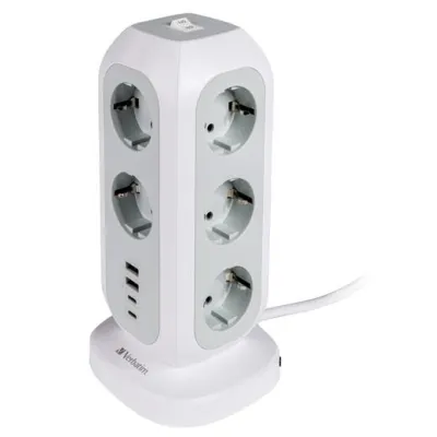 Verbatim Regleta De Enchufes 11 Tomas Con Interruptor 2 M Cable 2 USB-C 2 USB-A Blanco