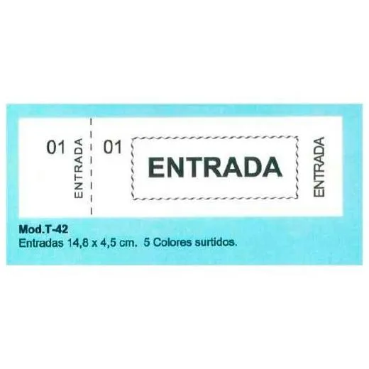 Loan Talonario Entrada 100H 14,8X4,5 Cm Colores Surtidos