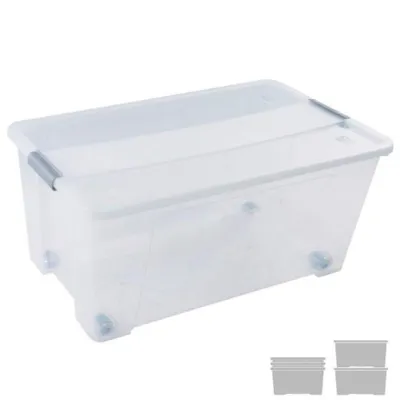 Archivo 2000 Caja De Almacenaje Apilable 61L Con Tapa Y Ruedas 400X680X310mm Cristal Transparente