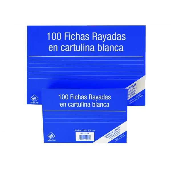 Mariola Ficha Rayada 150X100Mm Cartulina 180Gr Blanco Paquete De 100 Nº3