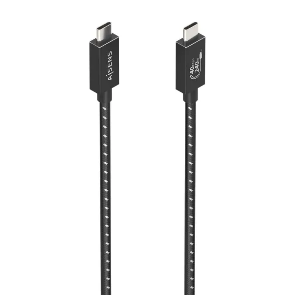 Aisens Cable Usb4 Gen3X2 Aluminio 40Gbps 8K@60Hz 5A 48V 240W E-Mark - Tipo Usb-C/M-Usb-C/M - 1M - Color Negro