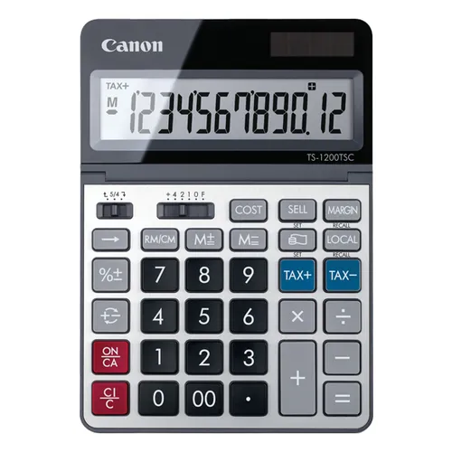 Canon TS-1200TSC Calculadora de Sobremesa LCD Ajustable 12 Dígitos Solar y Pilas Negro/Plata