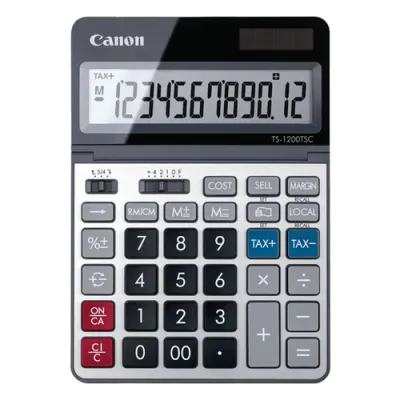 Canon TS-1200TSC Calculadora de Sobremesa LCD Ajustable 12 Dígitos Solar y Pilas Negro/Plata