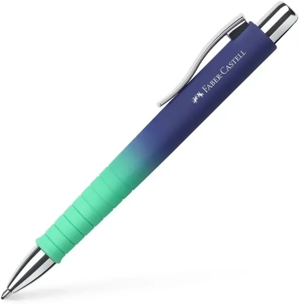 Faber-Castell Poly Ball Flow Edition Buzzing Blue Boligrafo Retractil Xb - Forma Triangular Ergonomica - Suave Al Tacto - Color Azul/Turquesa Degradado