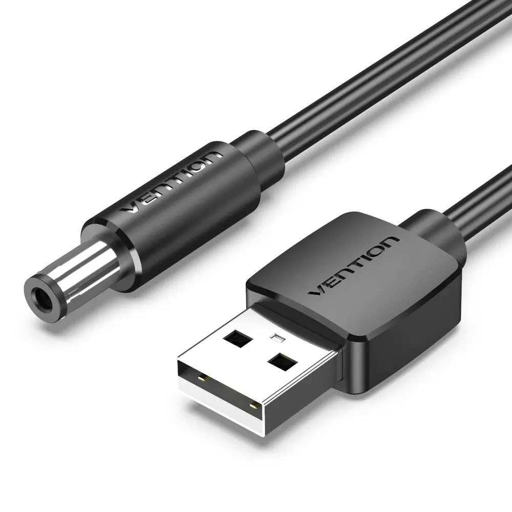Vention Cable Alimentación USB-A Macho a DC 5.5mm 1.5m Negro