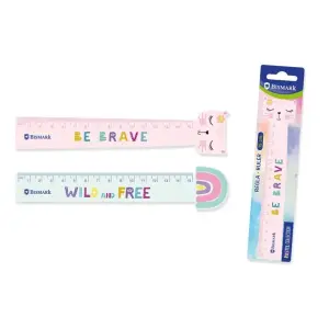 Bismark Regla 15cm con Frases Motivadoras - Plástico - Ideal para Colegio - 2 Diseños
