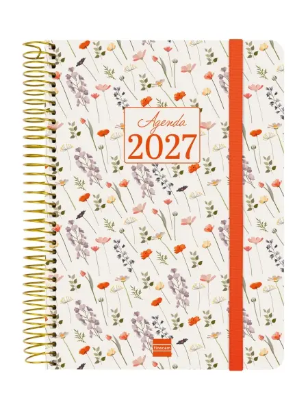 Finocam Cloe Agenda Anual 2027 1 Día por Página E10 155x212mm Espiral Tapa Dura Roja