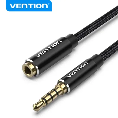 Vention Cable De Audio Estereo - Conector Jack 3.5 Macho A Hembra - Longitud 5M - Color Negro