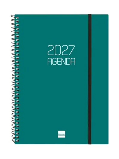 Finocam Agenda Espiral Basics Opaque Anual 2027 Semana Vista Horizontal E10 155x212mm Verde