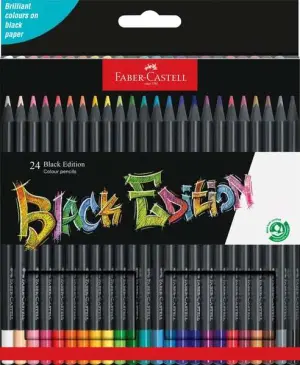 Faber-Castell Black Edition Pack de 24 Lápices de Colores Mina Supersuave Madera Negra