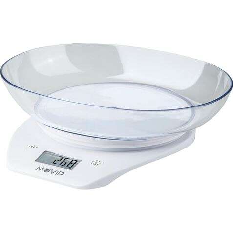 Muvip Bascula De Cocina Digital Con Bol - Bol Transparente De 1.5L - Sensor De Alta Precision - Peso Max. 5Kg