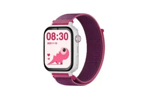 Savefamily Reloj Inteligente Smartwatch Infantil SaveWatch Plus con GPS y Llamada - IP67 - Boton SOS - Carcasa Blanca - Correa Tela Frambuesa