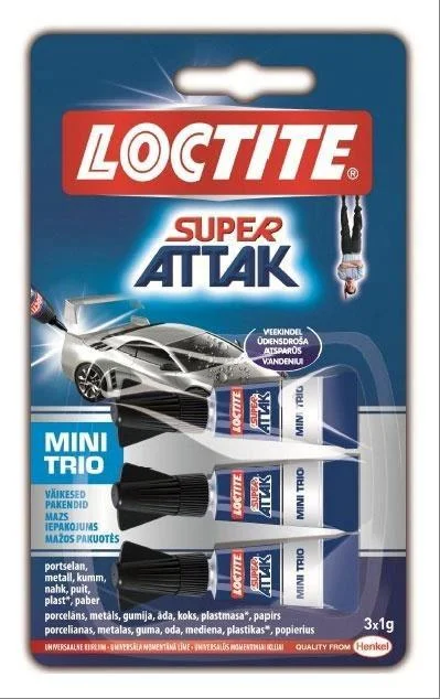 Loctite Super Attak Adhesivo Instantáneo Mini Trio 3x1gr