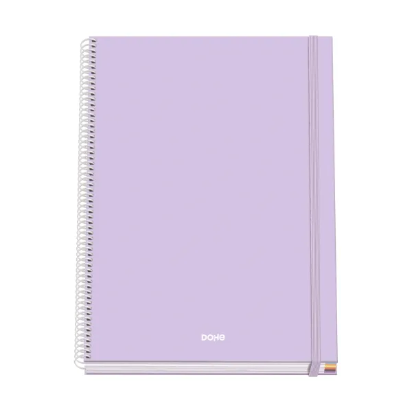 Dohe Serenity Cuaderno Espiral A4 100 Hojas Microperforadas Cuadricula 5Mm - Tapa Dura Carton Forrado - Cierre De Goma - Bandas De Color - Color Morado