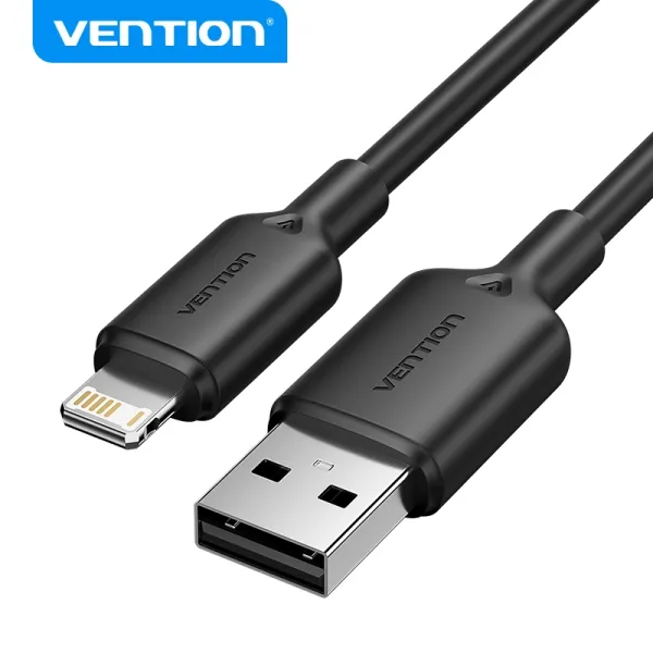 Vention Cable Usb 2.0 Lightning - Transmision 480Mbps - Salida 2.4A - Conductor Bronce Enlatado - 1M - Color Negro