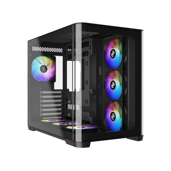 Sama V60 Caja Torre ATX Cristal Templado Curvado - 2 x USB-A 3.0, USB-C 3.2, 7 Ventiladores ARGB, Negro