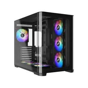 Sama V60 Caja Torre ATX Cristal Templado Curvado - 2 x USB-A 3.0, USB-C 3.2, 7 Ventiladores ARGB, Negro