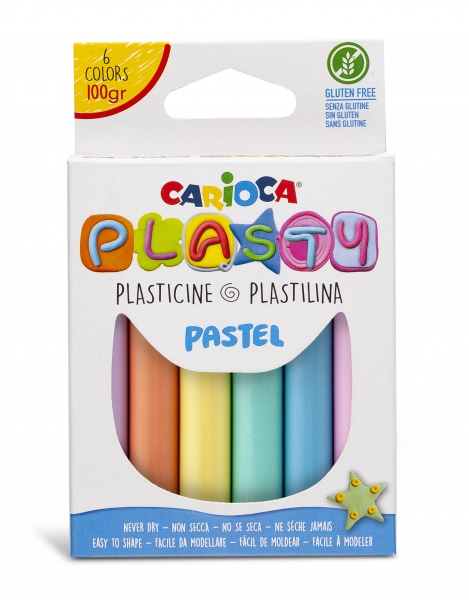 Carioca Pack De 6 Plastilinas Colores Pastel - Facil De Usar - No Se Seca - Reutilizable - Colores Brillantes Y Mezclables - Libre De Gluten - Color Varios