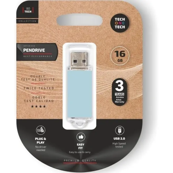TECH ONE TECH Pendrive 16GB USB 2.0 Azul