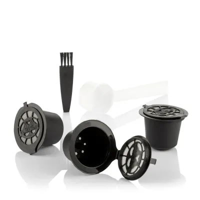 InnovaGoods Recoff Pack de 3 Cápsulas de Café Reutilizables de Acero Inoxidable Compatible con Nespresso