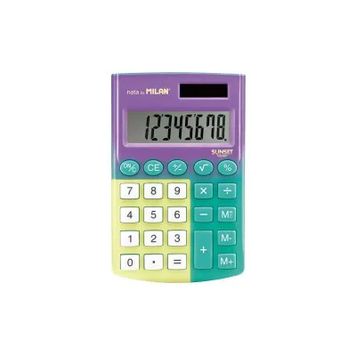Milan Pocket Sunset Calculadora de Bolsillo 8 Dígitos con Memoria y Raíz Cuadrada