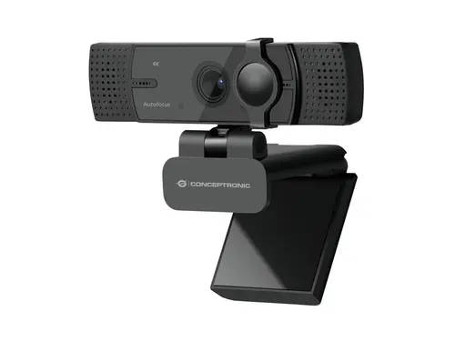 Webcam 4K Conceptronic Amdis 8.3Mp Usb 2.26 Mm Gran Angular 120º Autofocus Microfono Dual Adaptador Usb-C
