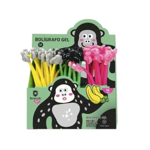 Bismark Gorila Bolígrafo Tacto Soft Punta Fina Tinta Gel Negra - 3 Diseños
