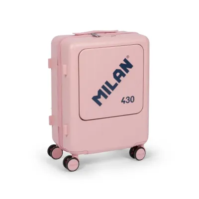 Milan Maleta de Cabina Rígida 4 Ruedas Dobles 360º Rosa 55x40x23cm