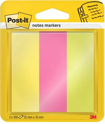 Post-it Pack de 3 Blocs de 100 Marcadores Reposicionables en Colores Surtidos