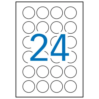 Apli Etiquetas Adhesivas Circulares Ø40mm Inkjet/Láser 24 x 25H Blancas