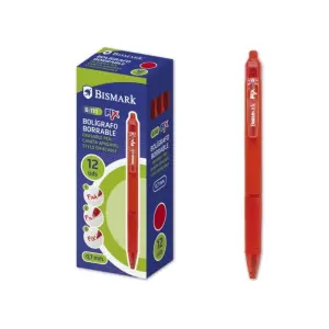 Bismark Bolígrafo Retráctil Borrable Punta Fina 0.7mm Clip Rojo