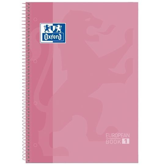 Oxford Cuaderno Classic Europeanbook 1 Write&Erase 80H A4+ 1 Linea Microperforado T/Extradura -Pack 5 Ud- Rosa Chicle