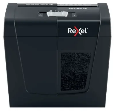 Rexel Secure X6 Destructora de Papel Manual P-4, Corte en Partículas, 10L, Negro
