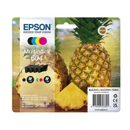 Epson 604 Pack de 4 Cartuchos de Tinta Originales para Impresoras