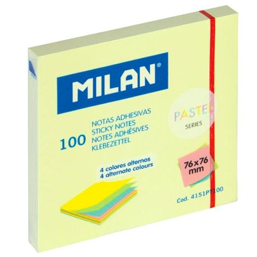 Milan Bloc Notas Adhesivas 100H 76X76 Serie Pastel Colores Alternos