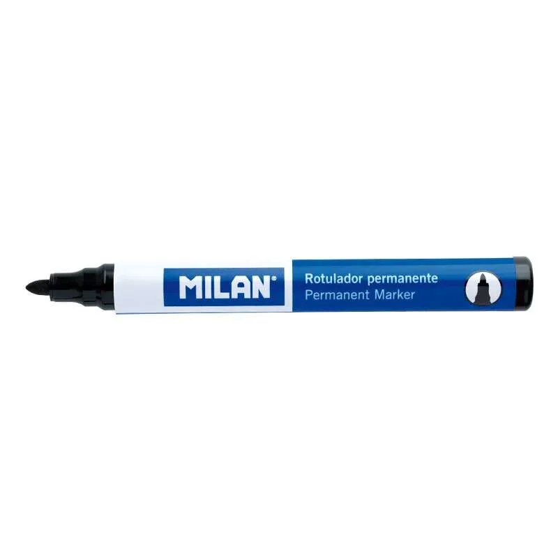 Milan Rotulador Permanente Punta Redonda Ø4mm Negro Caja 12 Unidades