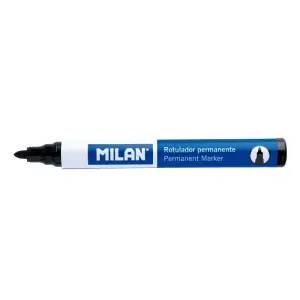 Milan Rotulador Permanente Punta Redonda Ø4mm Negro Caja 12 Unidades