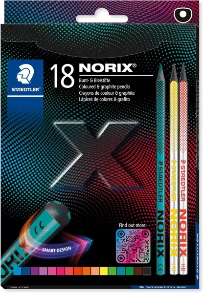 Staedtler Norix 186 Pack de 16 Lápices de Colores HB y 2 Lápices de Grafito