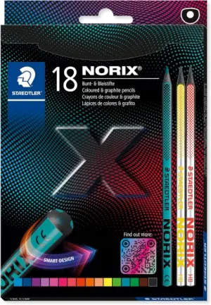 Staedtler Norix 186 Pack de 16 Lápices de Colores HB y 2 Lápices de Grafito