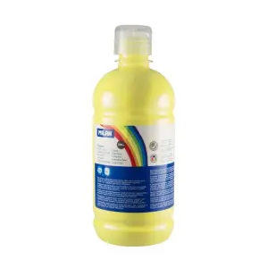 Milan Botella De Tempera 500ml - Tapon Dosificador - Secado Rápido - Amarillo Limón