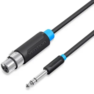 Vention Cable De Audio TRS 6.5mm A XLR Hembra 3m Blindaje Multicapa Negro