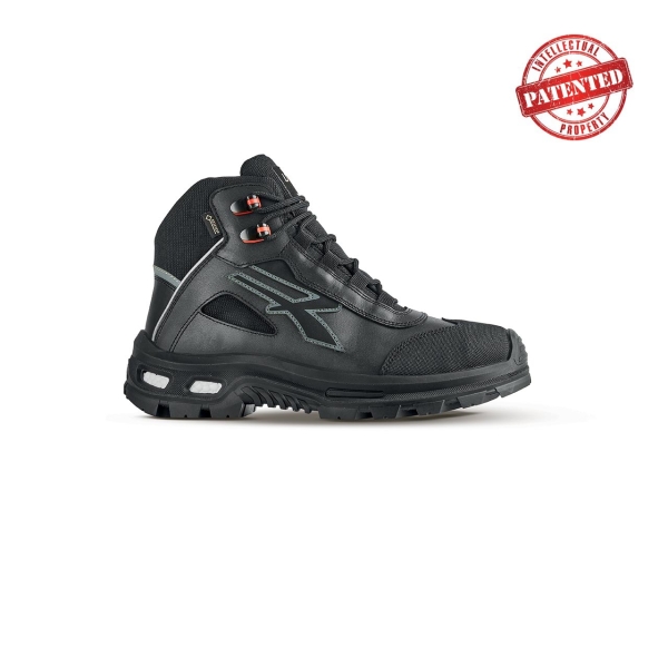 Upower Fixed S Zapato De Seguridad Alto - Talla 35 - Cuero De Grano Suave, Puntera Antiabrasion, Repelente Al Agua, Forro Gore-Tex, Proteccion S7S Ci Fo Sr - Color Negro