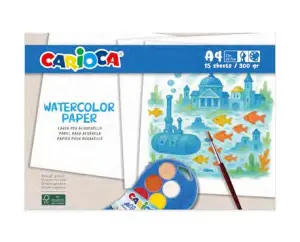 Carioca Pack de Acuarela A4 con 15 Hojas de Papel 300gr - No Traspasa Colores