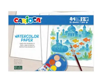Carioca Pack de Acuarela A4 con 15 Hojas de Papel 300gr - No Traspasa Colores